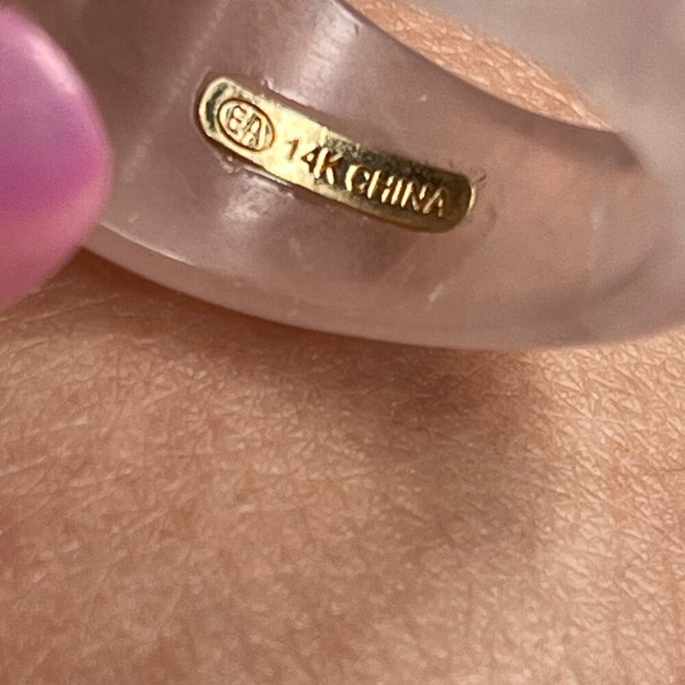 Elizabeth Adams Collectio Rose Quartz & Gold-Tone Statement size 10 14Kt Gold - Picture 8 of 10